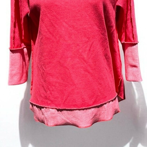 🌻Lulu B Coral V-neck Button Back Pullover Sweatshirt Size Small - Picture 3 of 8